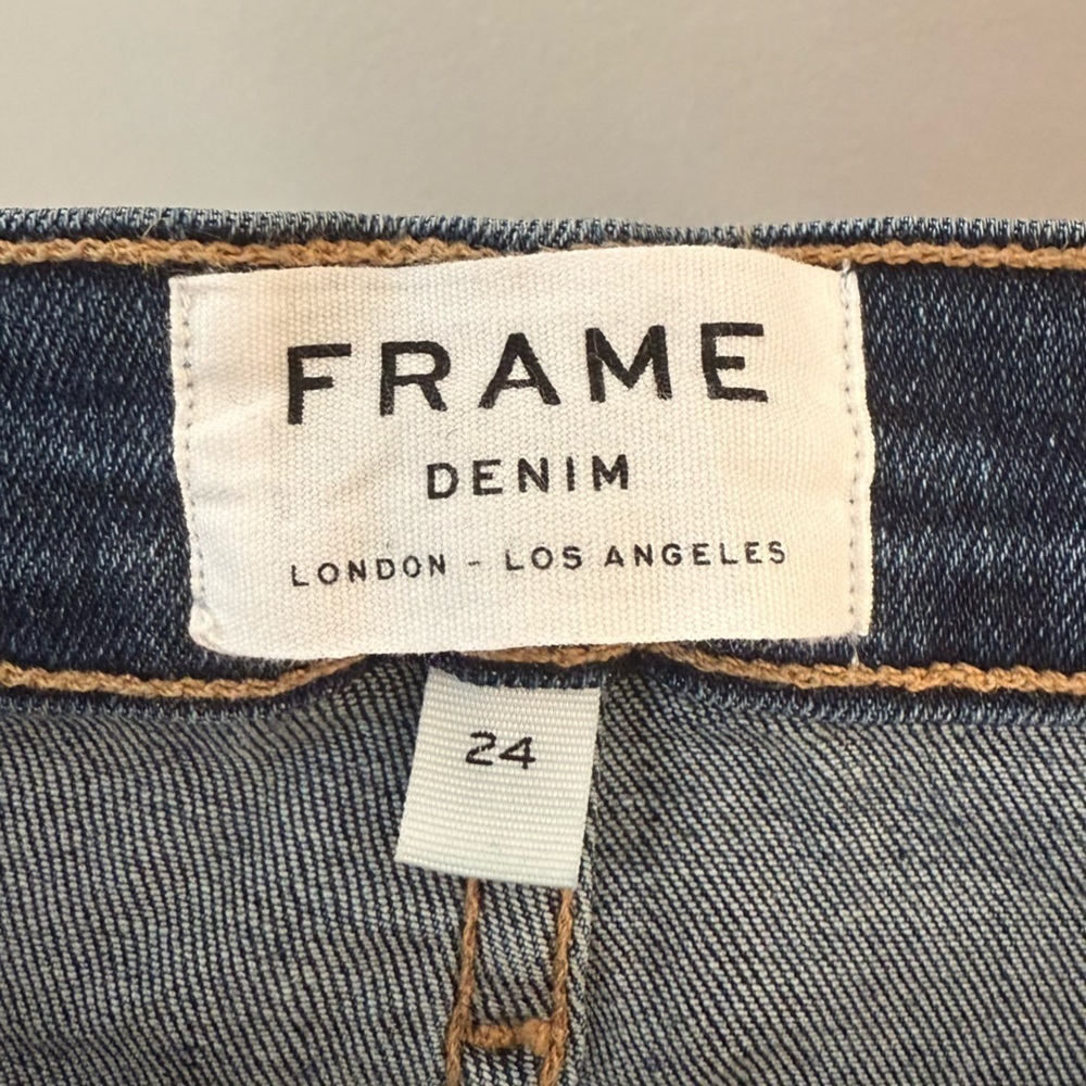 FRAME Denim Le High Straight Distressed Rue Chewed Hem Jeans - Picture 10 of 12